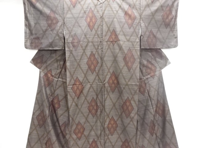 JAPANESE KIMONO / DORO OSHIMA TSUMUGI / WOVEN RHOMBUS PATTERN 
